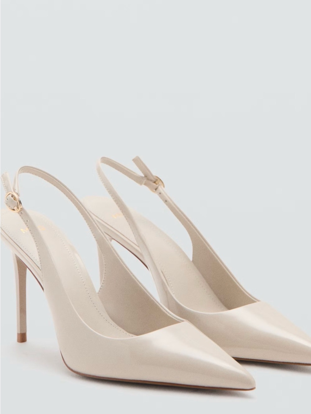 Mango Pointed Slingback Heels in Cream